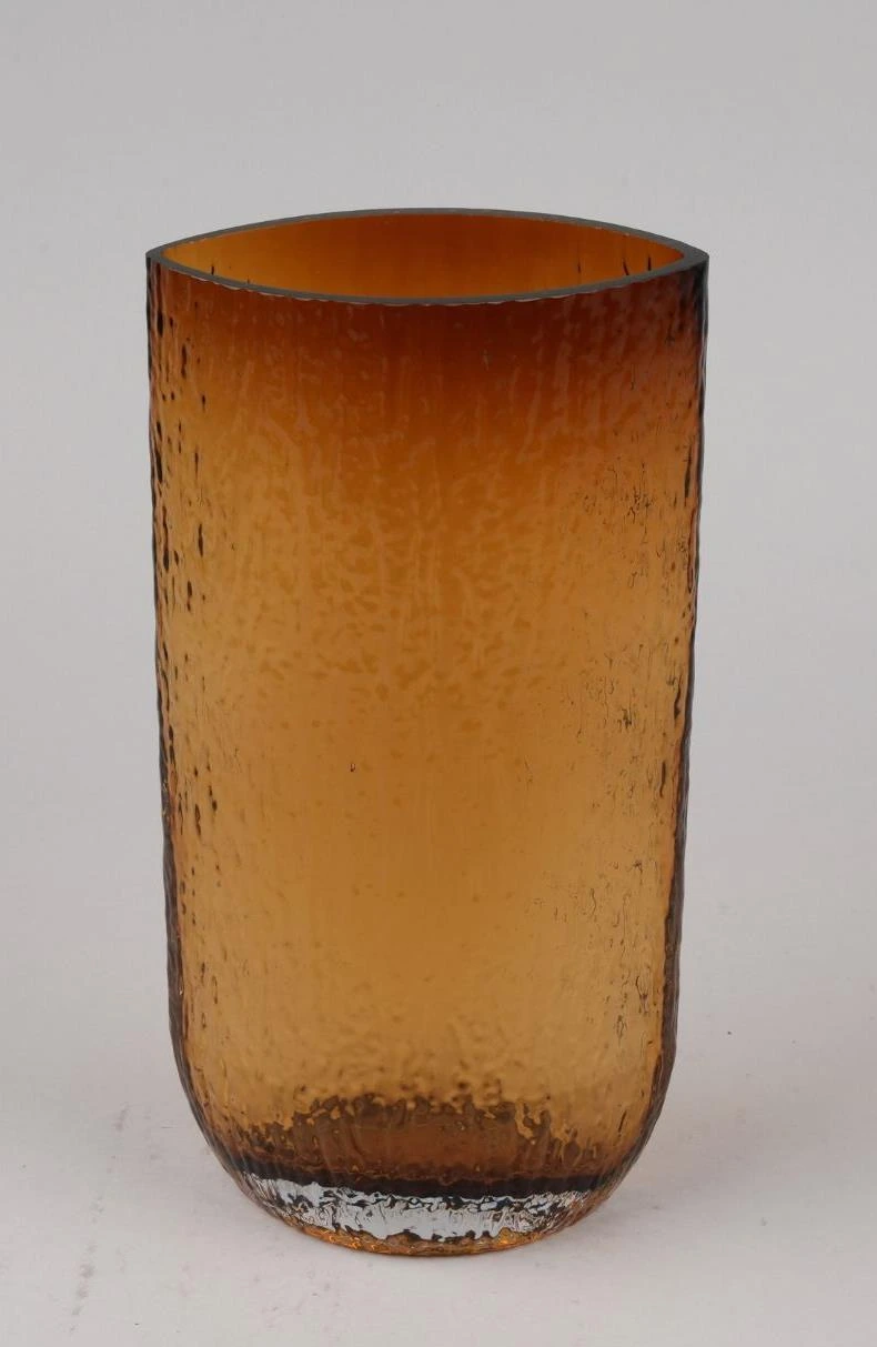 Truncated Oval Cylindrical Glass Vase 30x9x16cm